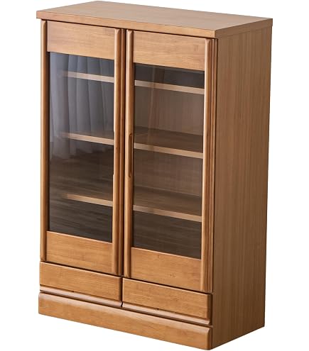 Amazon.co.jp: 【骨董品】レトロ本棚ガラス扉付き無垢材木製収納家具