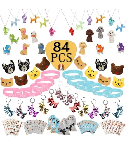 thumbnail interactive-video image 1 of Banballon12 Pack Puppy Dog Party Favors Puppy Key Chain Organza 1 of 11