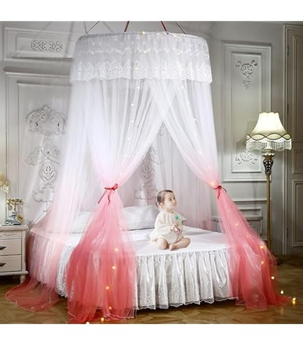 Amazon｜女の子のためのプリンセス ベッド天蓋 夢のようなレース