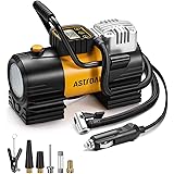 AstroAI エアコンプレッサー 空気入れ 自動車用 150PSI DC12V シガーソケット接続式 高輝度LEDライト 自動停止 ポータブルで万能 空気入れ 4種類表示単位 英式/仏式/米式ノズル 全バルブ対応 バイク/自動車/自転車/ママチャリ