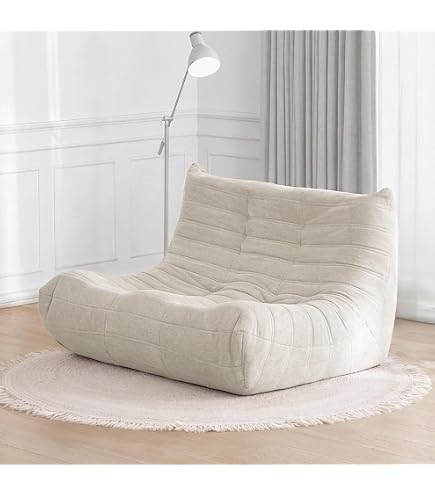 クッションソファ レイジーソファチェアホワイト 70x93x95cm Amazon｜フロアソファー、ソファチェアテクノロジーレザー、布張り