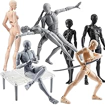 デッサン関節人形　男女ペアセット　13cm グレー Amazon | 88flix デッサン人形 男女セット グレー 人形 可動