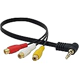 CERRXIAN 3.5mm 4極ミニプラグ(L型プラグ オス)からRCA(赤・白・黄)メスケーブル AVケーブル変換、AV入力変換ケーブル、ステレオオーディオビデオAVアダプターケーブル、HDTV、MP3、MP4用(18 IN/50CM-黒)