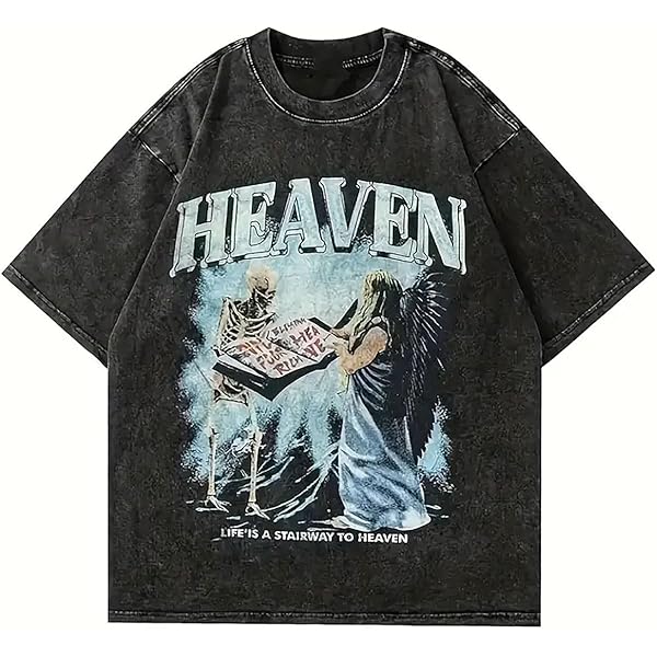 HEAVEN グラフィックプリント Tシャツ Amazon | HEAVEN ヴィンテージ加工 Tシャツ グラフィック