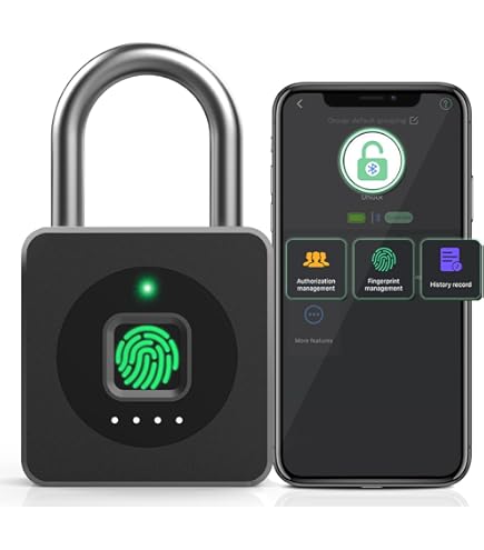 Amazon.co.jp: Prezlock スマート指紋南京錠 キー付き 生体認証南京錠