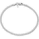 Amberta 925 Sterling Silver 2.2 mm Bismark Chain Bracelet