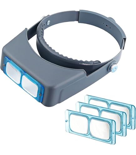 Headband Magnifier Glasses With Light, Handsfree LED Illuminated Head Mount Magnifying Glass With 4 Detachable 5H Hardness Lenses For Watch Electronic Repair Reading Sewing Jewelry Craft, 1.5X To 5X