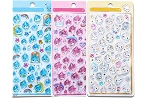 Winnges 3枚セット 3D 実心 しずく シール ちゃんぼんほんドロップシール しずく 非公式 3D 水滴 キャラクター ステッカー 手帳 デコ ギフト ちゃん 手帳 デコ ギフト可愛いデコレーション携帯電話飾り用 DIY用 手帳用 貼り付け可能 手芸用品大容量 スマホケース diy (SX15)