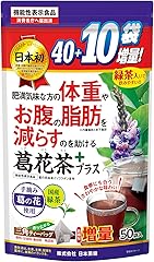 NIHON YAKKEN 葛花茶プラス (機能性表示食品/ティーバッグ / 1.7g &times; 50袋)美ボディメイク 葛の花由来イソフラボン/国産 緑茶入り (ウエスト気になる/すっきり飲める) ホット 健康茶