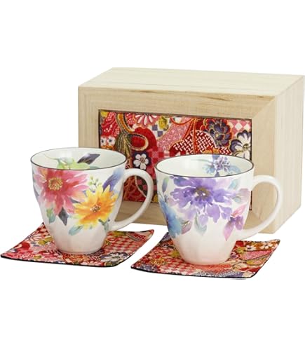 Amazon.co.jp: セラミック藍 花えにし ペアマグカップ 椿