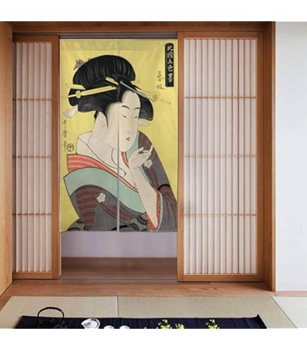 Amazon｜浮世絵のれん85センチ×150センチ-naru (花魁道中14587