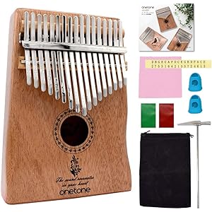 ONETONE ワントーン カリンバ (親指ピアノ) 17キー 初心者セット マホガニー材 OTKL-02/MH (専用ケース/クロス/指サック/キーステッカー/調整用ハンマー/日本語マニュアル&楽譜集付き)