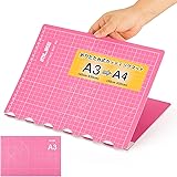 IMLIKE A3カッターマット：折りたたみカッティングマット 傷自己回復機能 5層シート構造 両面印刷 プラモデル／手芸／切り抜き／図面作業／フィギュア製作 グリーン／ピンク(縦450×横300×厚さ3mm)