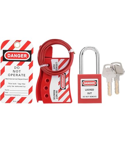 Plug Lockout Tagout Set, Professional Safety Plug Lockout Device For Air Conditioner TV For Home Industry Chemistry(Medium Lock Box 38mm Padlock