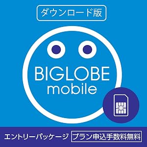 ダウンロード版【プラン月額料金 半年間 0円※】申込手数料3,000円が不要/BIGLOBEモバイル エントリーパッケージ ドコモ回線・au回線 SIMカード 音声通話/データ通信(※音声通話3ギガの場合、通話料別)
