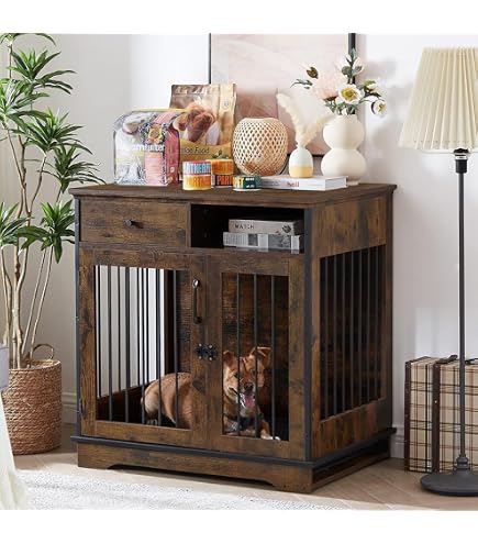 Amazon.co.jp: Giantex 犬用クレート サイドテーブル - 木製犬小屋