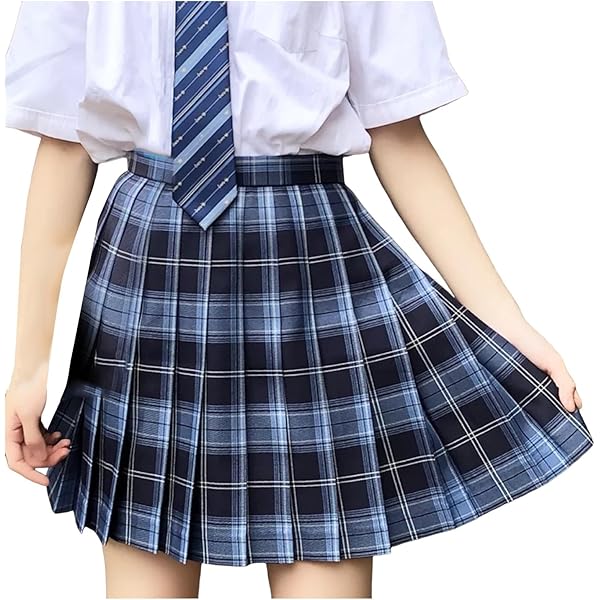 Amazon.co.jp: [Povozer] プリーツスカート チェック柄 膝上