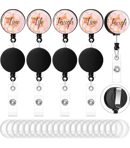 Sabary 30 Sets Retractable ID Badge Holder Reels With Alligator Clip & Clear Acrylic Discs - For Nurse, Teacher, Office - View #3