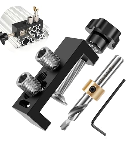 POWERTEC Dübelbohrvorrichtung Set – 1/4 Zoll, Mit Lasermarkierung, Kobaltbohrer & Anschlagkragen