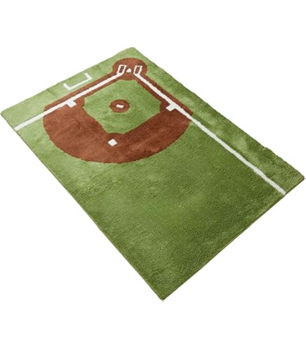 Amazon | 野球グラウンドと野球用具 カーペット 長方形 ラグマット