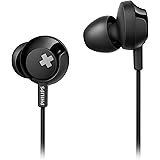 Philips SHE4305BK BASS+ インイヤー有線ヘッドホン マイク付き - ブラック