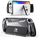 Benazcap Dockable Case Compatible with Nintendo Switch OLED Model, Ergonomic Comfort Grip Case, Handheld Gaming Protective Ca
