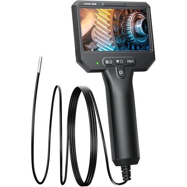 Endoscope Industriel HANMATEK 1080P Avec écran 4,3" - Câble 5m Flexible, Caméra 8mm LED, étanche IP67 | Pour Inspections Et Dépannage