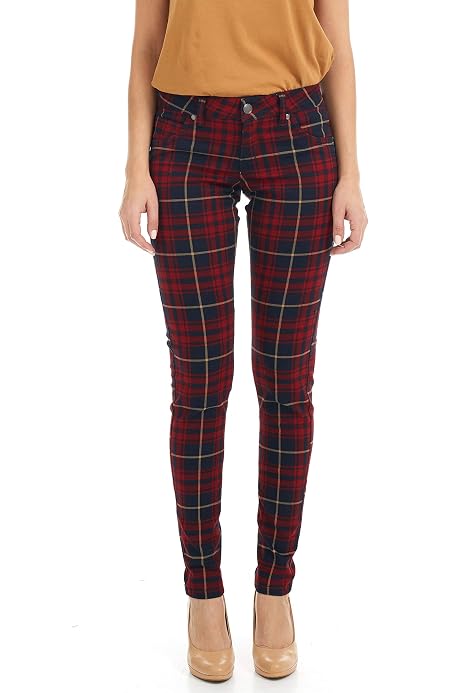 Banned Women's Red Tartan Plaid Check 