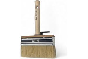 5 inch European Professional Stain Block Paint Brush - Natural Bristle/Wood Handle - for Paint Job with Acrylic, Chalk, Oil B