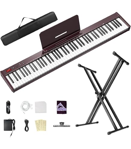 Amazon | YOPIN 電子ピアノ 88鍵盤 スタンド付き MIDI対応 129種音色