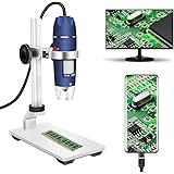 Jiusion HD 2MP USBデジタル顕微鏡 40倍~1000倍 ポータブル拡大鏡カメラ 8個のLED付き アルミニウム合金安定スタンド OTG Android Mac Windows 7 8 10 Linux用