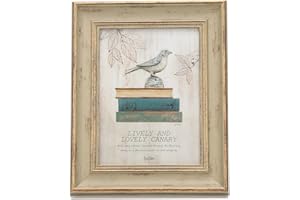 6x8 Inches Vintage Feel Rustic Picture Frame for Tabletop or Wall Hanging with Glass Front (6x8, Khaki)