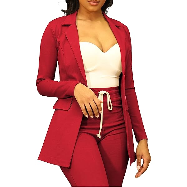 Pink Blazer Women's Casual Open Front 3/4 Sleeve Slim Fit Draped