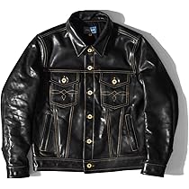 黒レザージャケット フロントポケット付き　ジージャン　ホース　Ｍ Amazon | [NA] GABRIEL 本革 メンズ 黒芯ホースハイド サード
