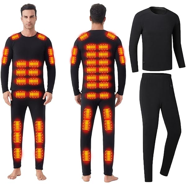 Amazon.co.jp: [NJTOZXZC] 電熱インナー 電熱ウェア 上下セット バイク