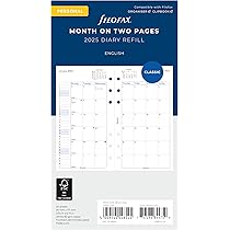 Calendar Diary Refill A5 Size Month To View White Paper