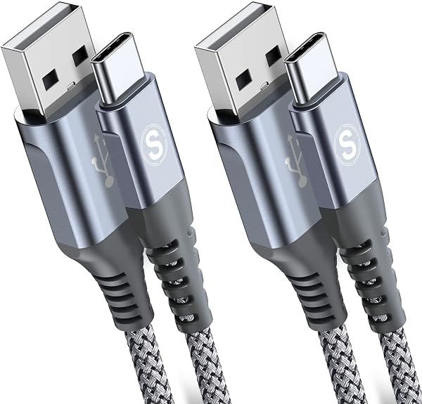 USB Type C ケーブル【2M/2本セット】Sweguard USB-C & USB-A 3.1A USB C ケーブル【QC3.0対応 急速充電】 タイプc 充電 iPhone17 16/iPhone 15 Pro MAX, iPad Pro,Samsung Galaxy S26/S25/S24/S23/S22/S21/S20,Sony,Xiaomi,Pixel,Type-c機種対応(灰) - 1