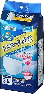(個別包装) フィッティ シルキータッチ マスク 耳ゴム ふわり 30枚入 ふつうサイズ ホワイト PM2.5対応