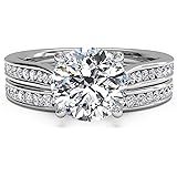 Pophylis Platinum-Plated-Base Round-Brilliant-Shape Round-Shape Cubic-Zirconia
