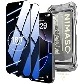NIMASO 覗き見防止 iPhone 16 Pro用 ガラスフィルム 全面保護 黒縁あり 強化ガラス 保護フィルム 自動除塵 貼り付け簡単 | 指紋防止 ガイド枠付き 2枚セット アイフォン16 プロ(6.3インチ)対応 DSP24J1540