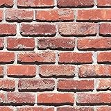 Blooming Wall: 20.8 インチ 32.8 フィート = 57 平方フィート、壁紙 イエロー ラスティック タスカン レンガ柄 壁紙 ビニールロール、本物そっくりのブラウン One Do