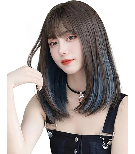 Amazon.co.jp: AISIQUEENSウィッグ ミディアム セミロング 黒髪