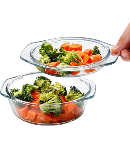 2-Pack Mini Oval Casserole Dishes 13oz - Borosilicate Glass Baking Pans For Oven, Microwave, Air Fryer