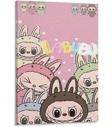 Amazon.co.jp: ポップマート ラブブ 壁飾り キャンバス 印刷 ポスター