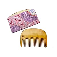 Amazon | 本つげ櫛 花櫛・小花～和柄（赤系）ケース付～ (普通歯