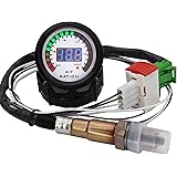 Andifany 2 in 1空燃比ゲージ 電圧計 12V 52Mmデジタル自動車AFRボルトメーターインジケーター 電圧ゲージ O2酸素センサー付き