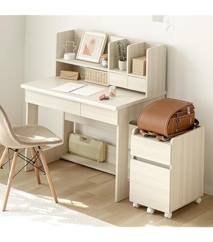 Amazon｜イトーキ 学習机 天然木 組み換え デスク 書棚 ワゴン付