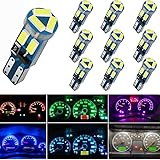 10 個セットT5LED ロック付きソケットLED楔形電球74 70 37 17 2721 PC74 PC37 LEDランプ、車用メータボード球、パネル球、ダッシュボードランプ、インジケータ用バルブ,4014SMD 7連12V (キセノン白)