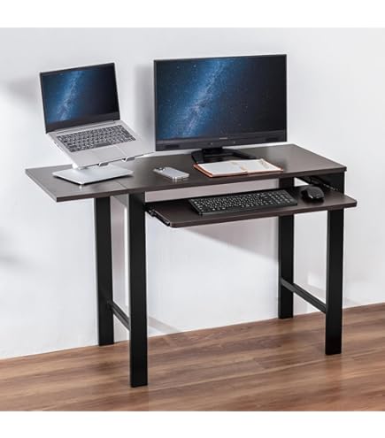 Amazon | デスク 幅100cm パソコンデスク キーボードスライダー付き 机