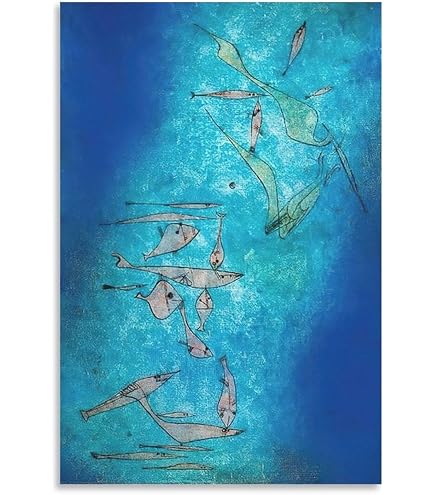 パウル・クレー　キャンバス　絵画　アート　ポスター　インテリア Amazon.co.jp: 魚の画像-パウル・クレー キャンバスの壁の芸術の